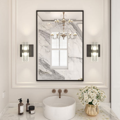 Black Metal Framed Wall Mirror