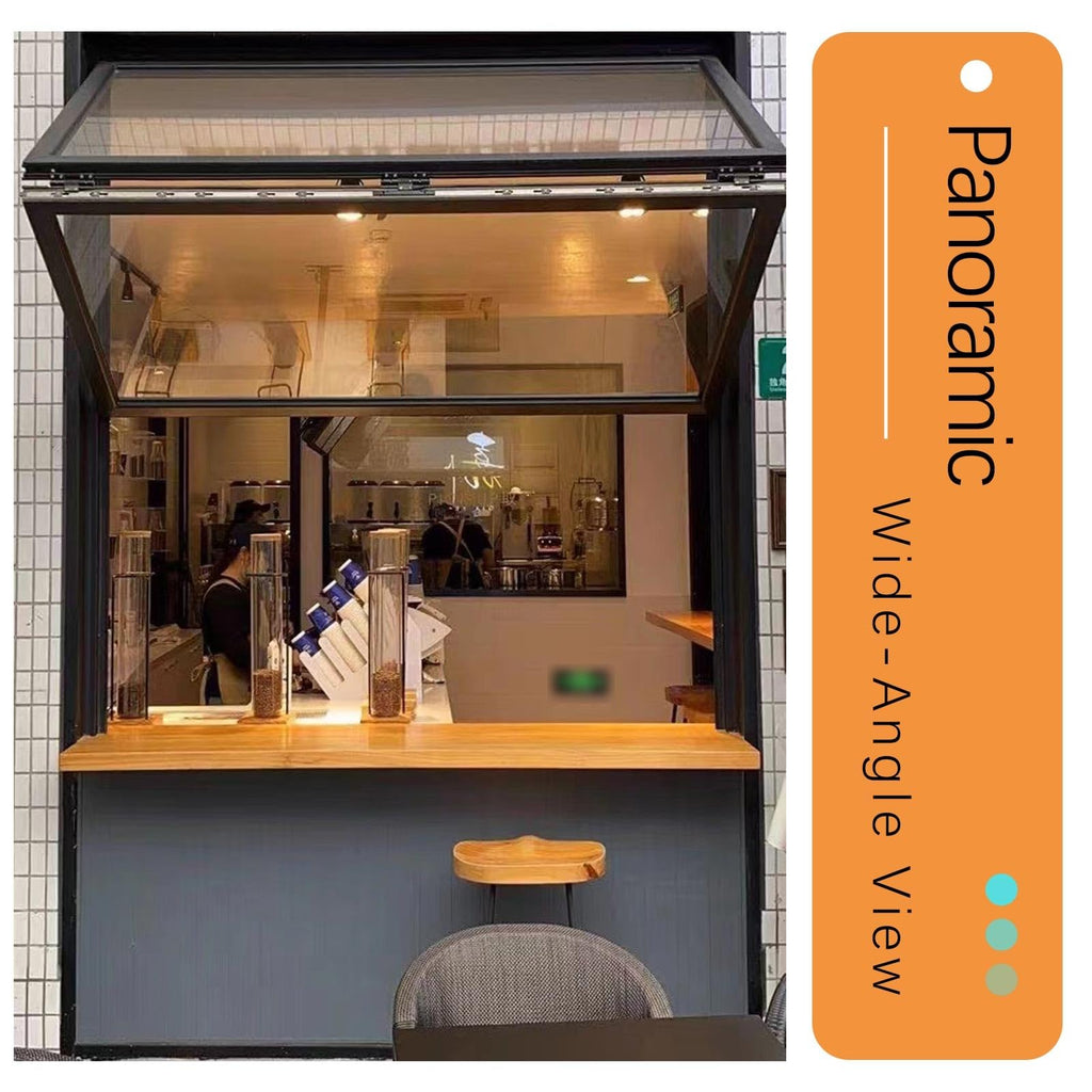 Aluminum Roll-Up Serving Window, Foldable Double-Hung Design for Cafes, Trucks & Homes