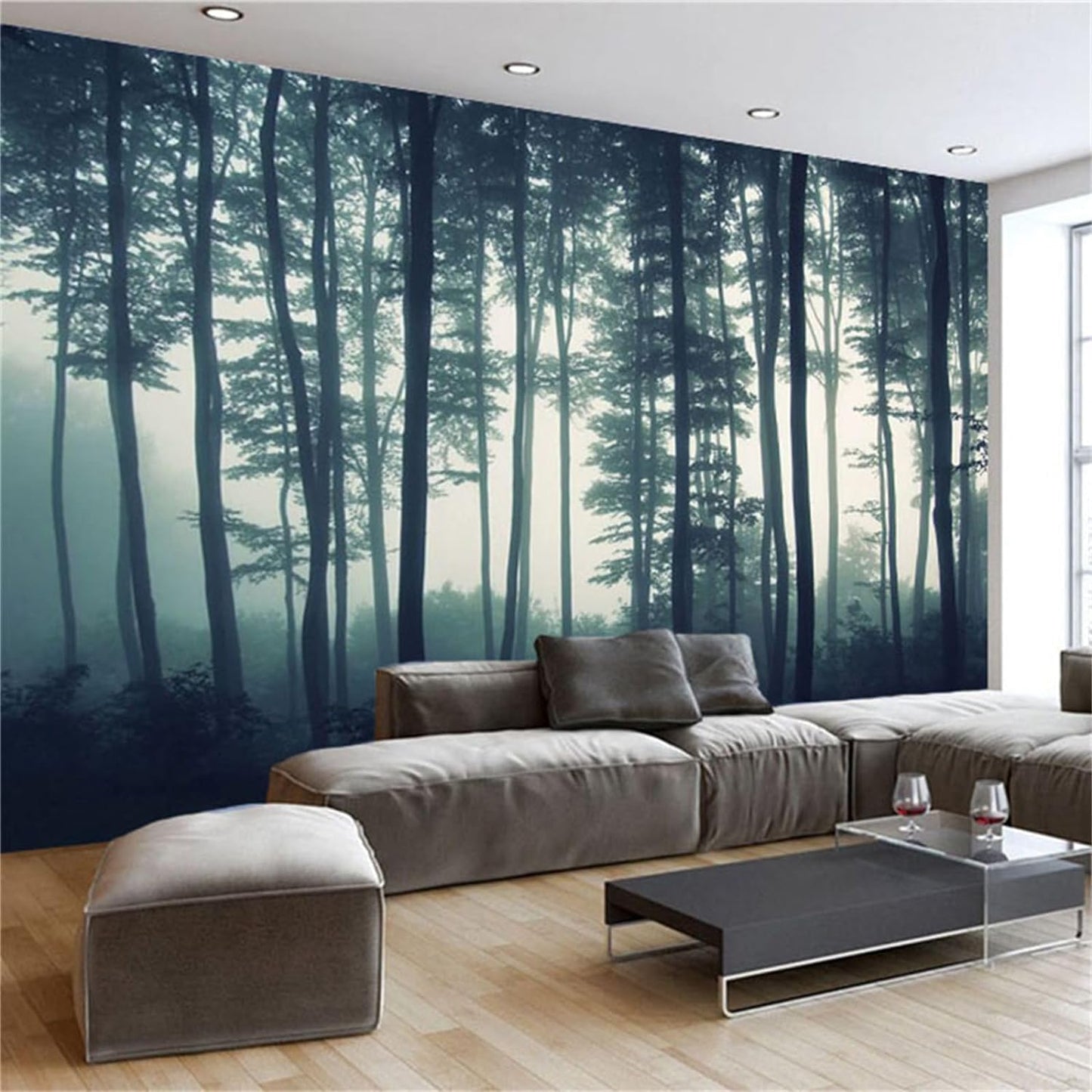 Dark Forest Wall Mural, Peel-and-Stick Removable Wallpaper for Living Room & Bedroom