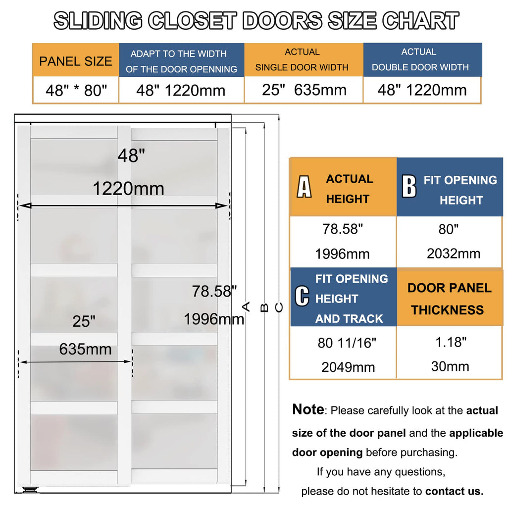 5-Lite Frosted Glass Sliding Closet Door