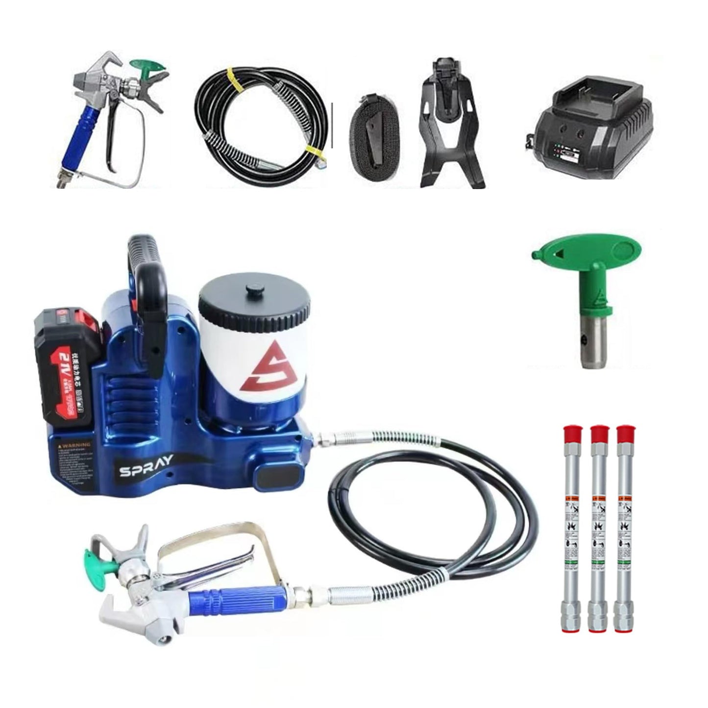 Cordless Airless Paint Sprayer, 1.2L, 6-Speed, 70" Hose, Handheld for Walls & Lacquers