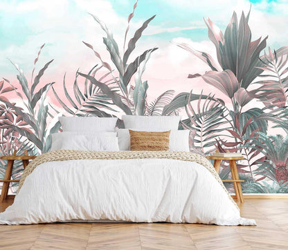 Mountain Stream Forest Wall Mural with Sunlight, Non-Adhesive Wallpaper