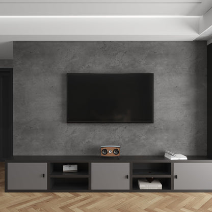 Blue Grey Concrete Wallpaper, Faux Cement Wall Covering for Bedroom