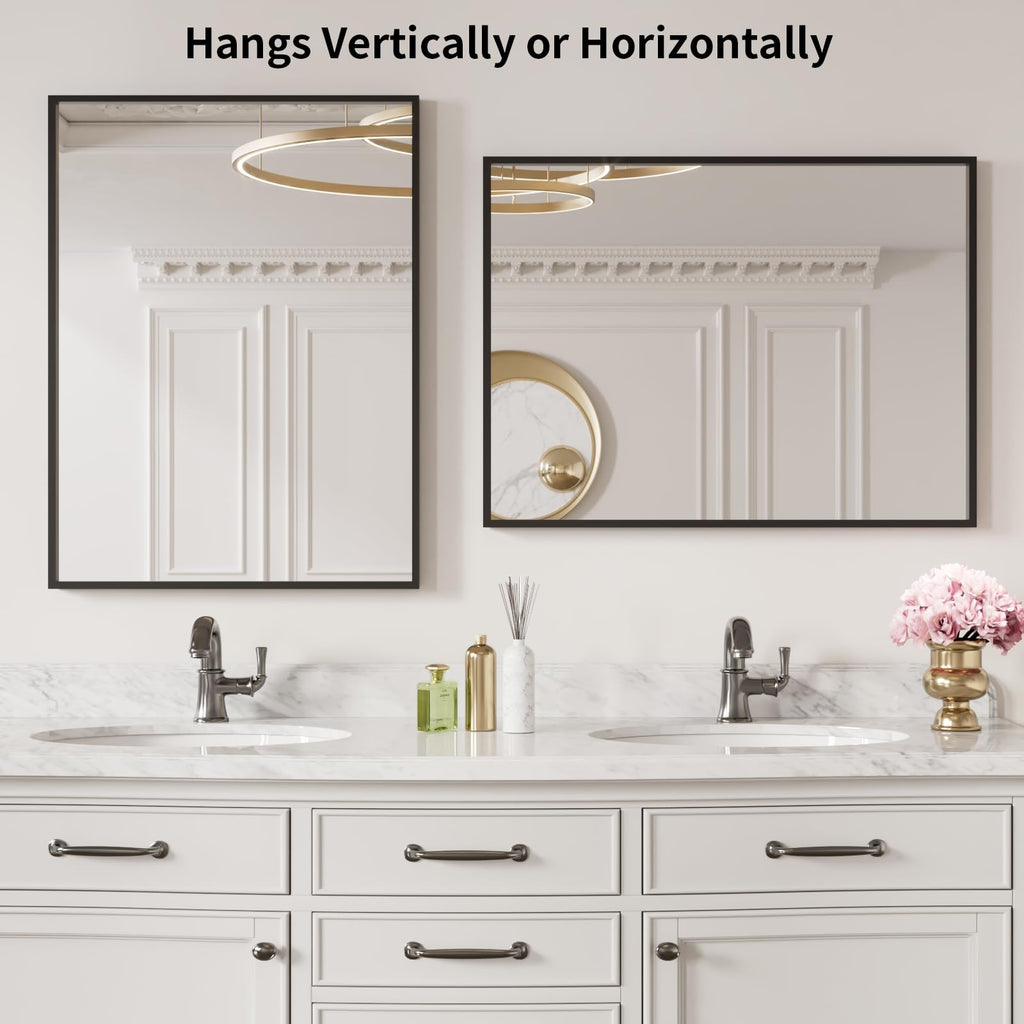 Black Metal Framed Wall Mirror
