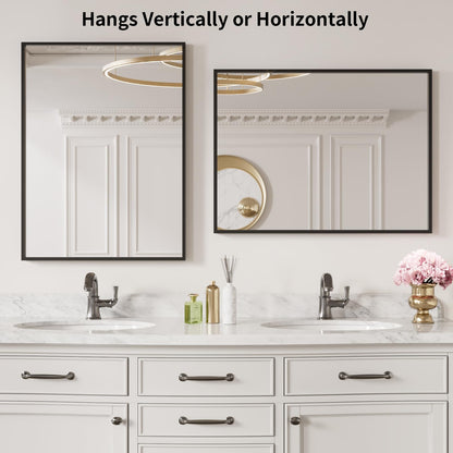 Black Metal Framed Wall Mirror
