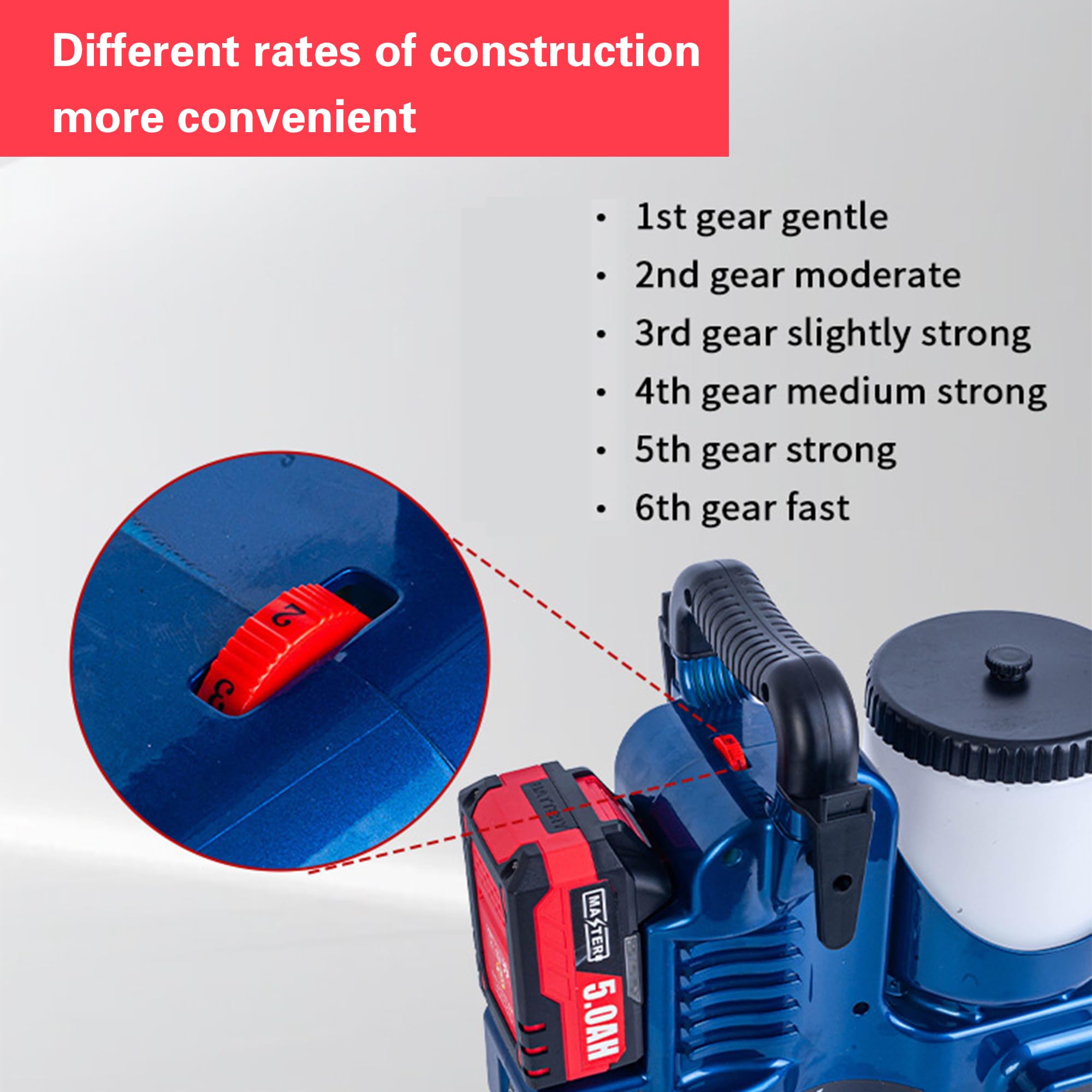 Cordless Airless Paint Sprayer, 1.2L, 6-Speed, 70" Hose, Handheld for Walls & Lacquers