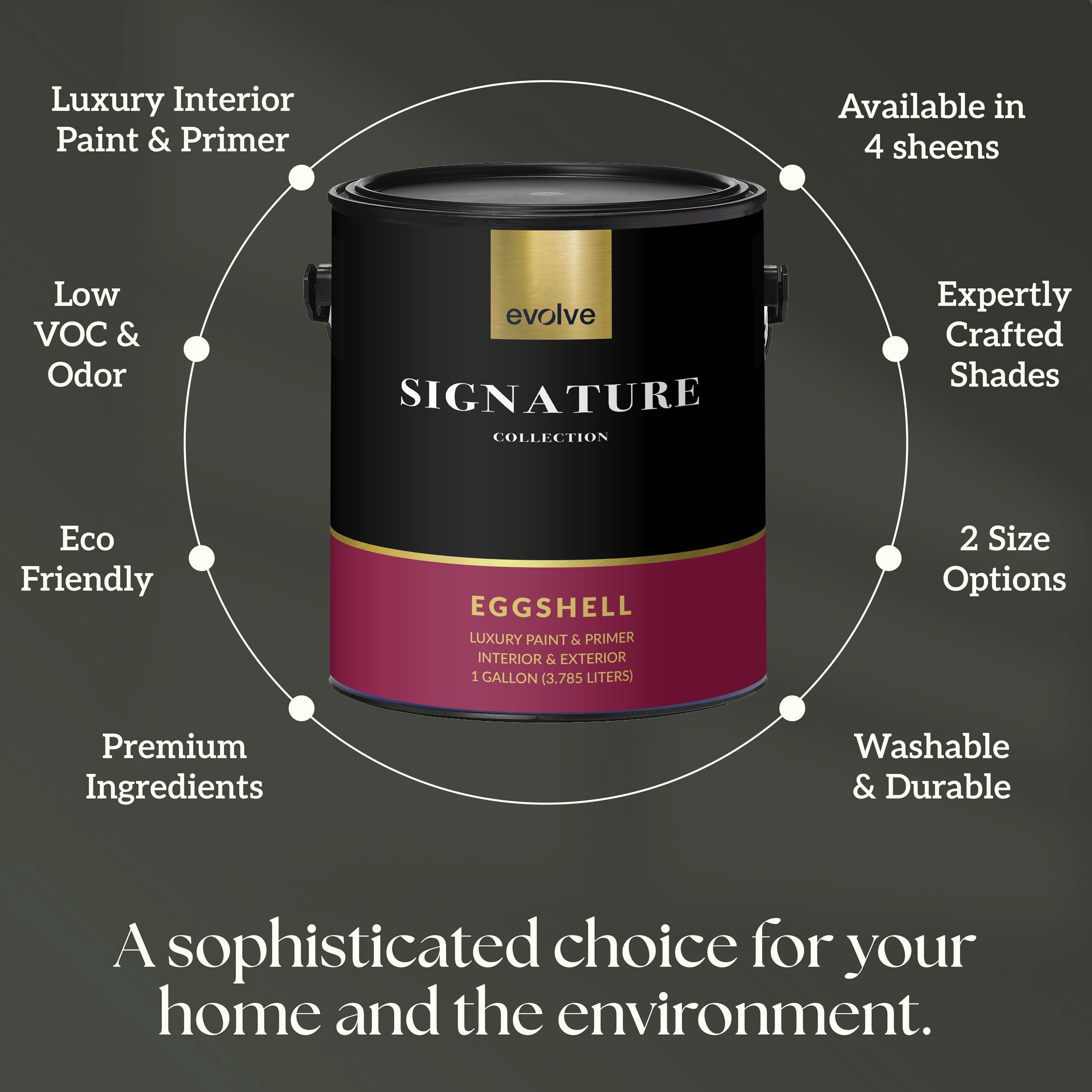 Evolve Signature Interior Paint & Primer, Luxury One-Coat, Eggshell Sheen, Low VOC, Washable