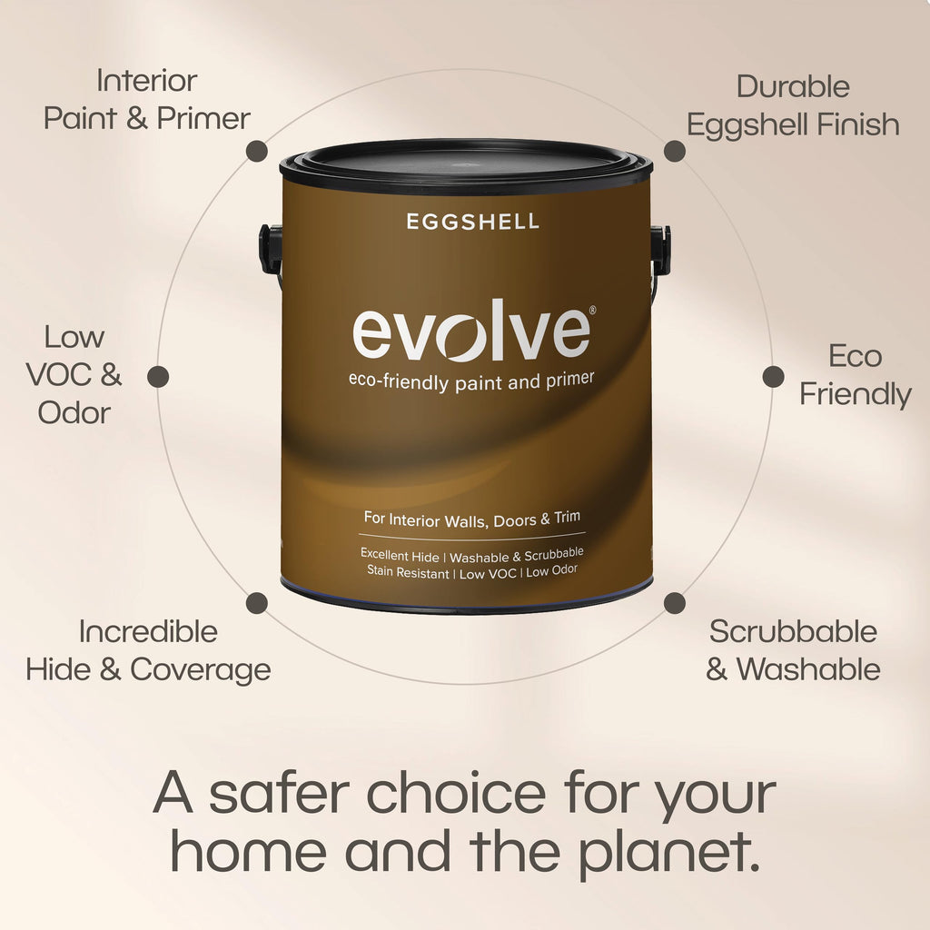 Evolve Paint & Primer, Low Sheen, One-Coat Coverage for Interior & Exterior
