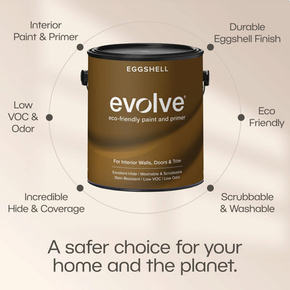 Evolve Paint & Primer, Low Sheen, One-Coat Coverage for Interior & Exterior