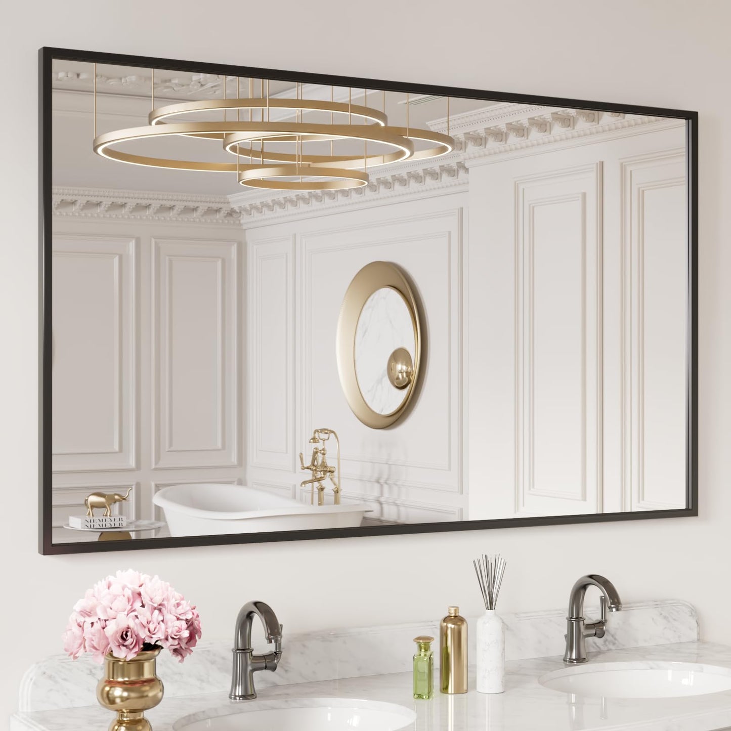 Black Metal Framed Wall Mirror