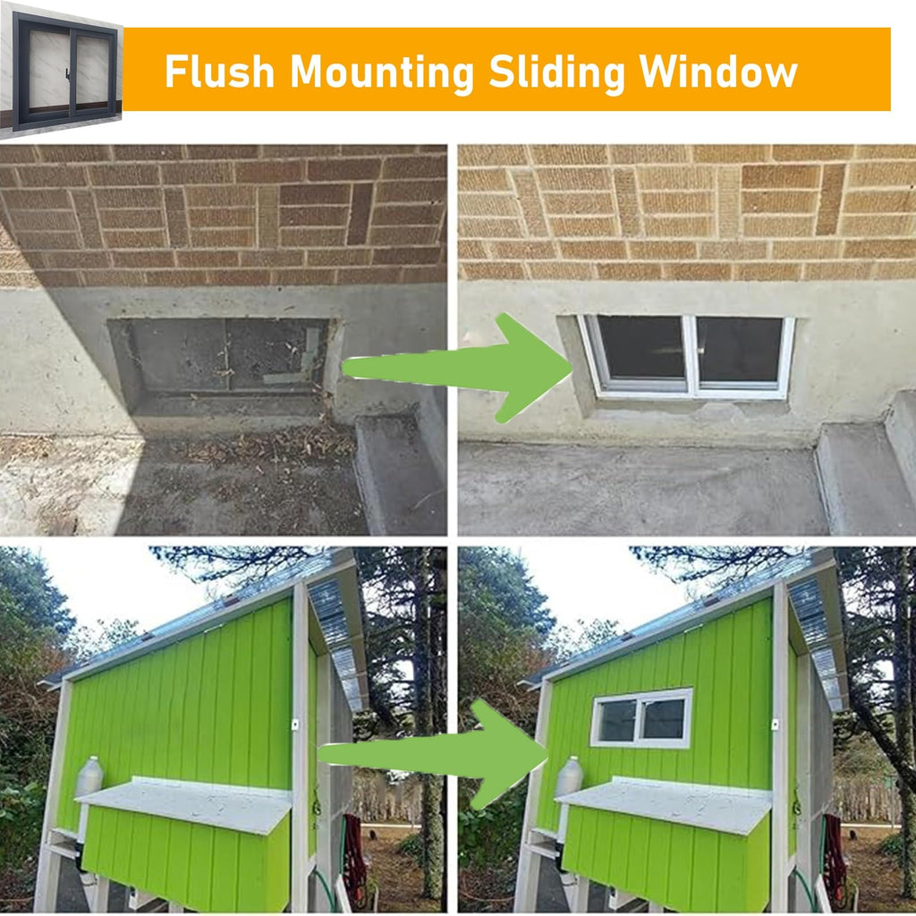 White Horizontal Sliding Window 45×25" with Tempered Glass, Durable & Stylish for Sheds or Bathrooms