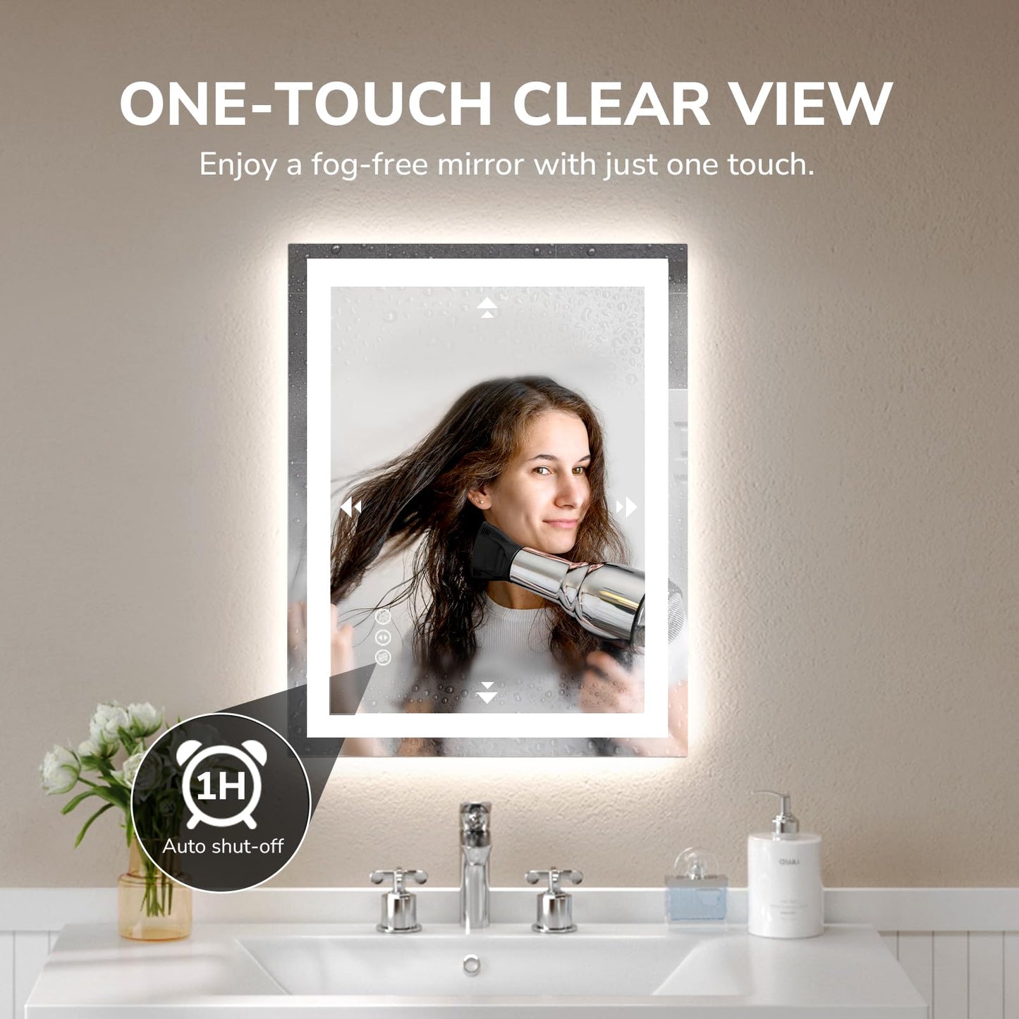 LED Bathroom Vanity Mirror, Anti-Fog & Dimmable, Wall-Mounted Modern Design