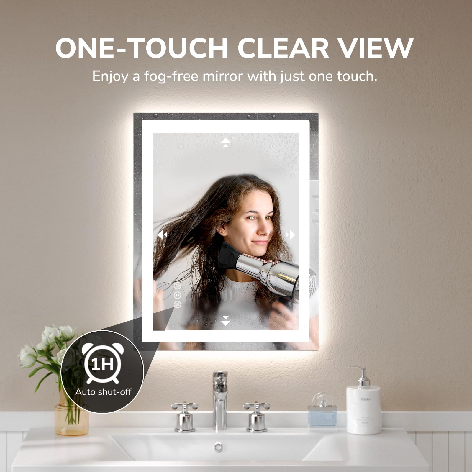 LED Bathroom Vanity Mirror, Anti-Fog & Dimmable, Wall-Mounted Modern Design