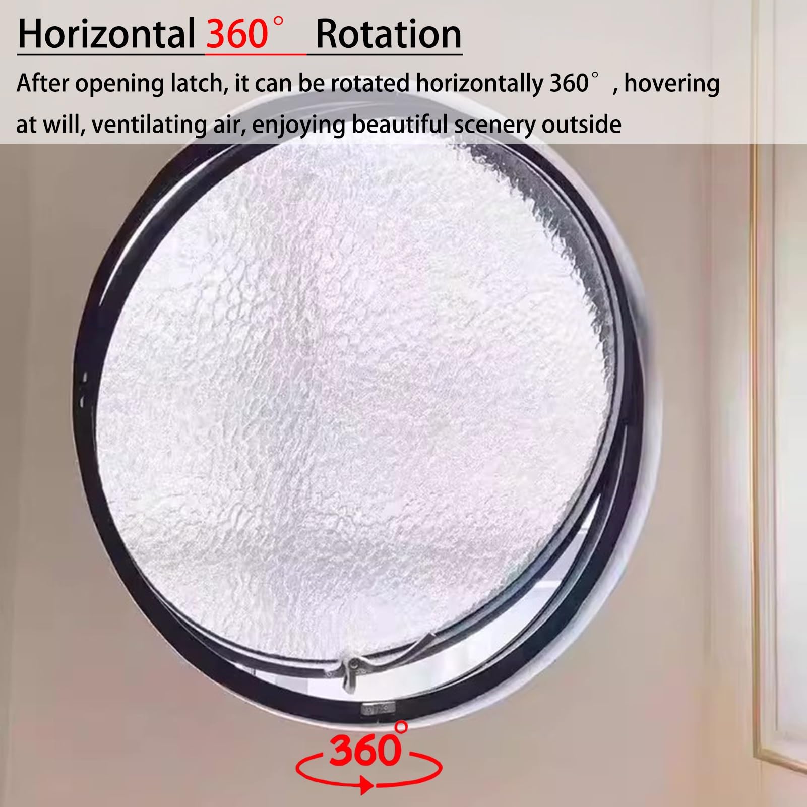 Circular Rotating Tempered Glass Window with Aluminum Frame for Attic Ventilation & Home Decor
