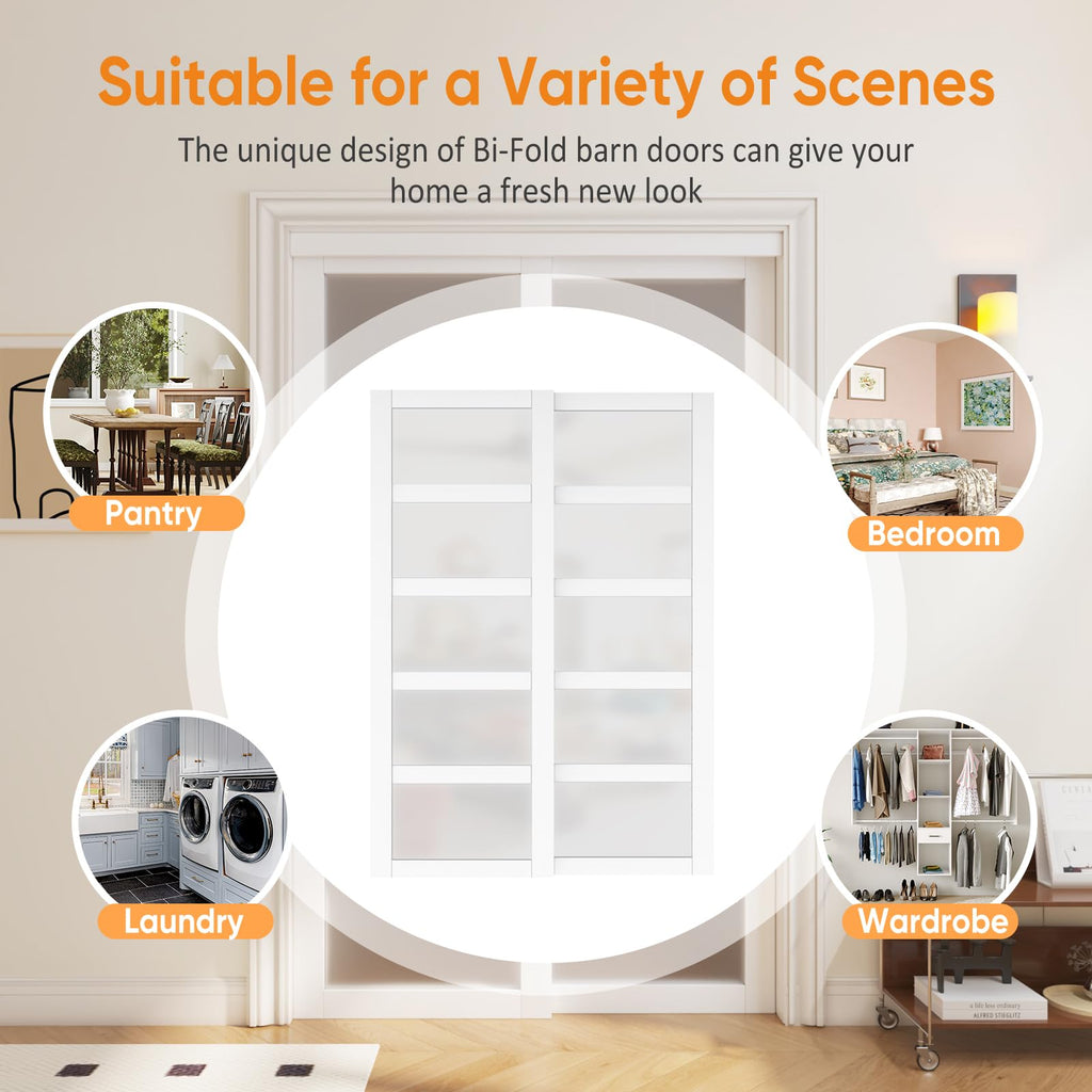5-Lite Frosted Glass Sliding Closet Door