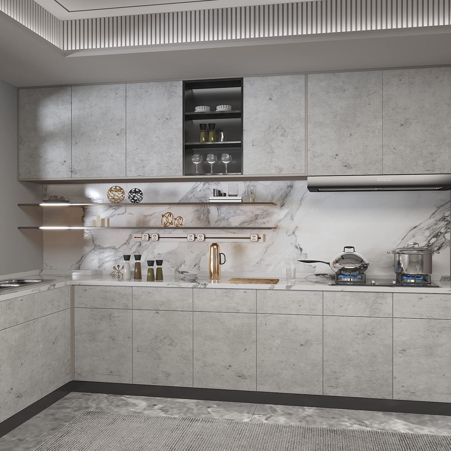 3D Light Grey Concrete Peel-and-Stick Wallpaper, Faux Cement Wall Covering