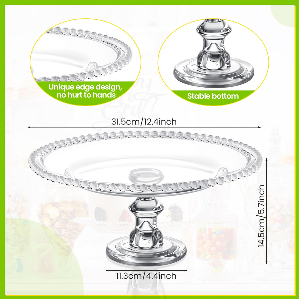 Clear Glass Apothecary Jar Set with Lids, Candy & Cookie Storage Canisters and Cake Stand