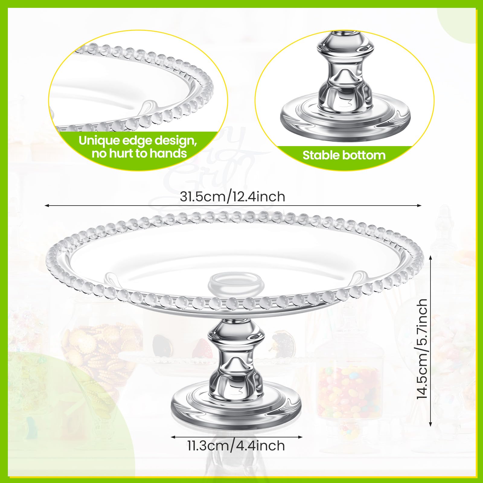 Clear Glass Apothecary Jar Set with Lids, Candy & Cookie Storage Canisters and Cake Stand