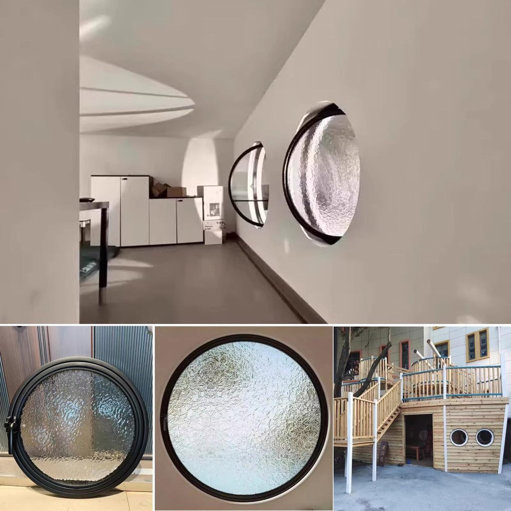 Circular Rotating Tempered Glass Window with Aluminum Frame for Attic Ventilation & Home Decor
