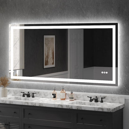 LED Bathroom Vanity Mirror, Anti-Fog & Dimmable, Wall-Mounted Modern Design