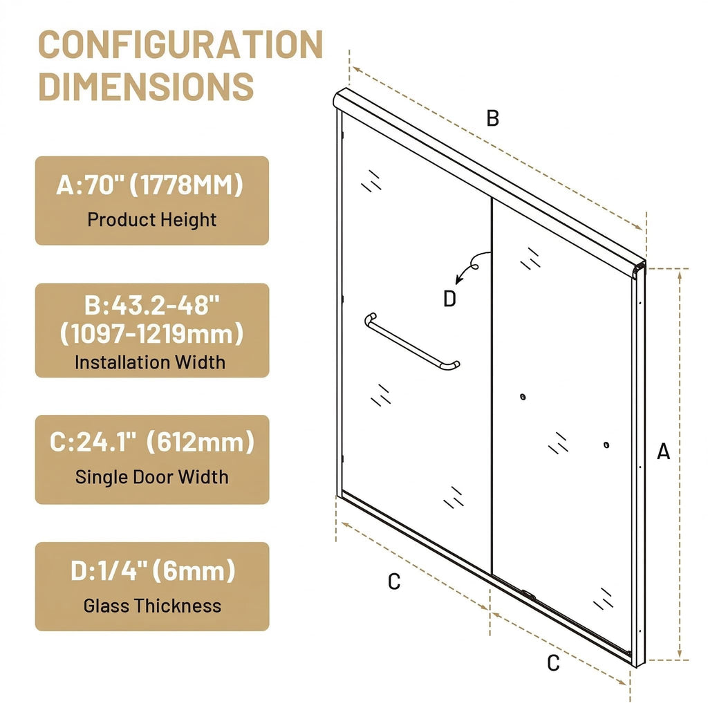 Glass Shower Door, Frameless or Sliding Option