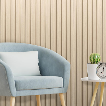 WPC Slat Wall Panels 8-Pack, 108" × 6" 3D Wall Accents for Living Room & Bedroom