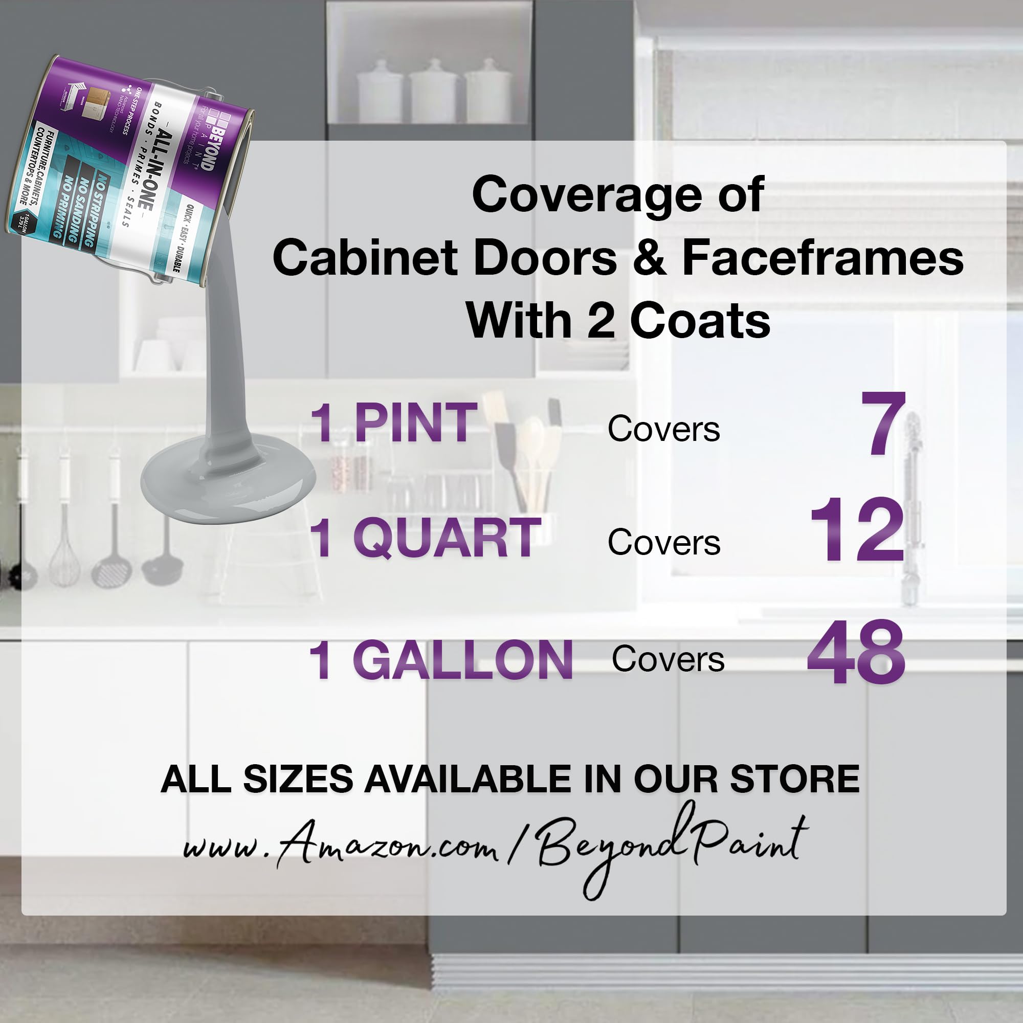 All-in-One Refinishing Paint, Matte Finish for Cabinets, Countertops, Furniture & Doors, 1 Gallon