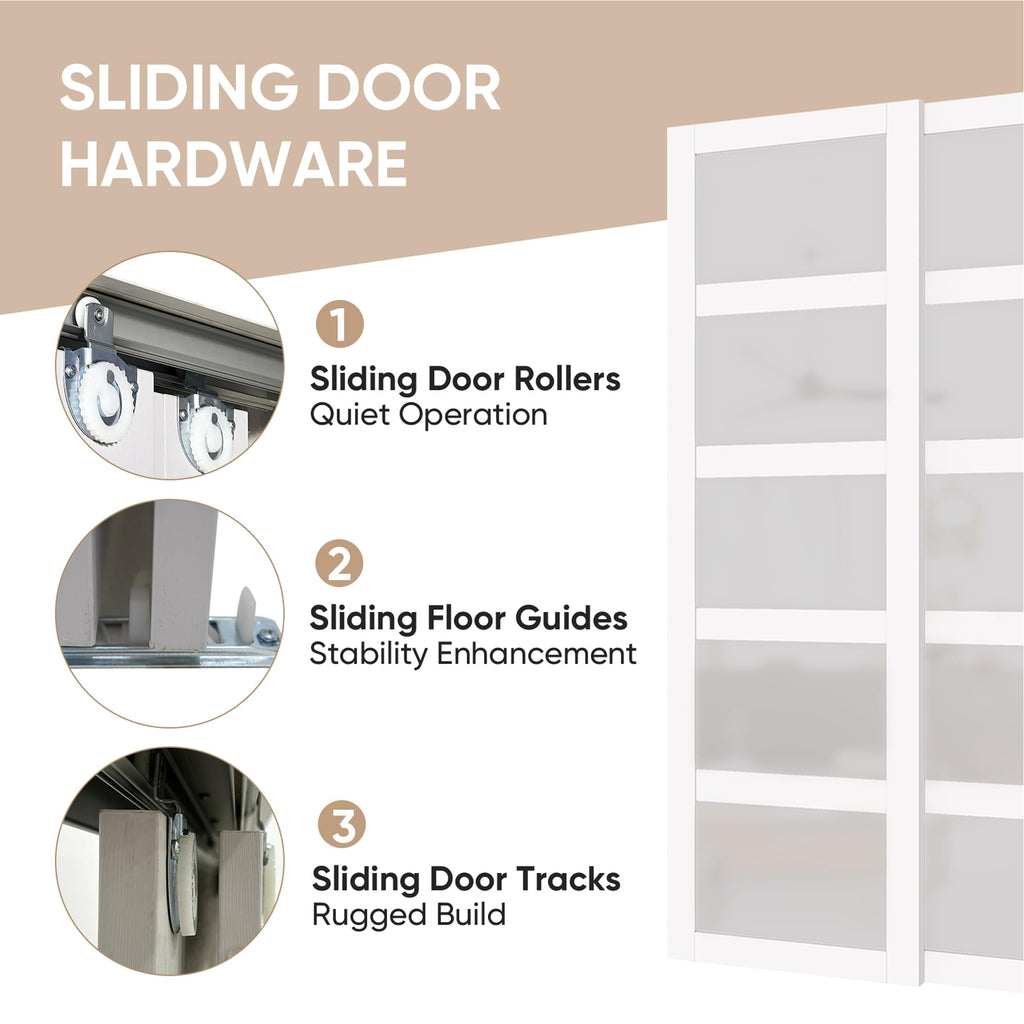 5-Lite Frosted Glass Sliding Closet Door