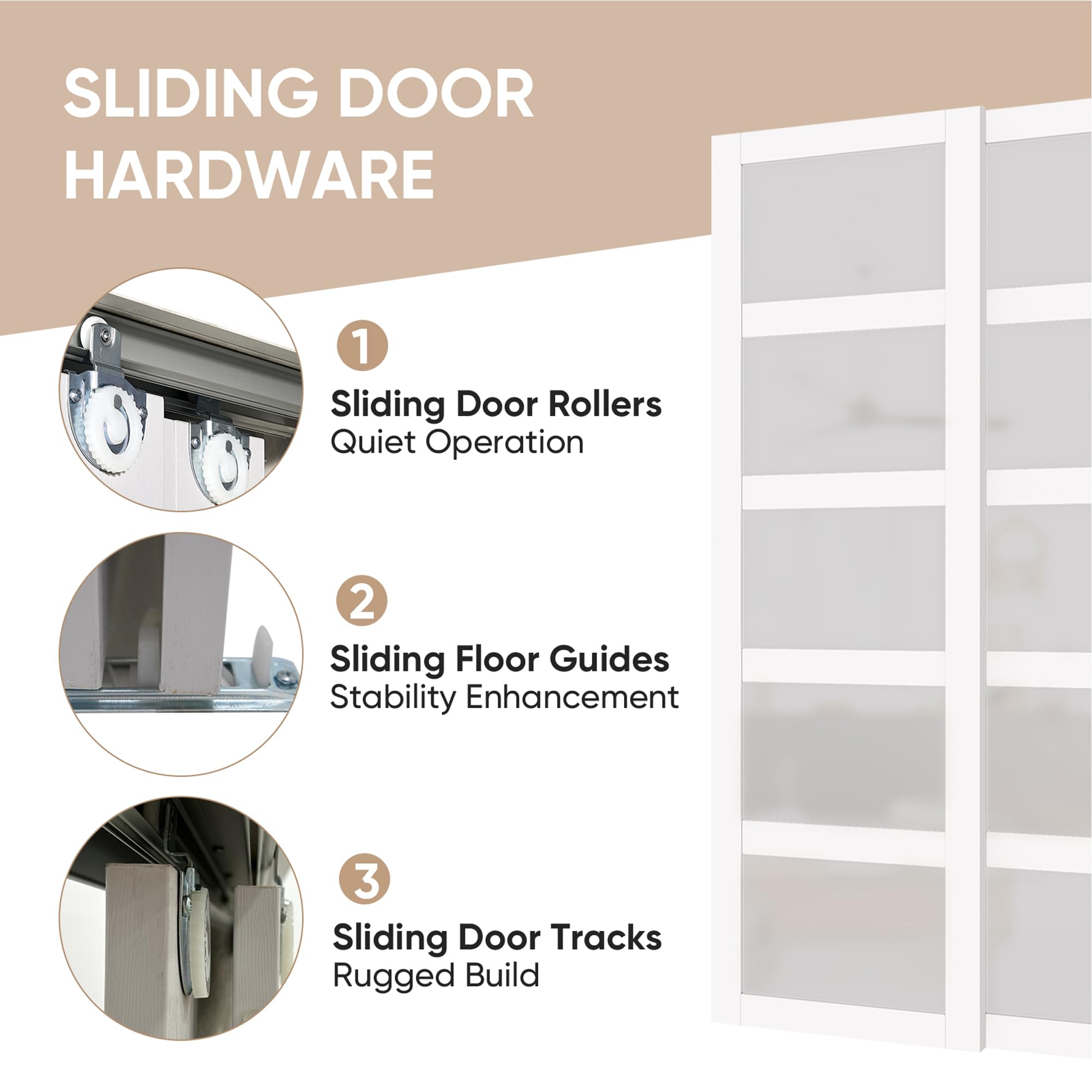 5-Lite Frosted Glass Sliding Closet Door