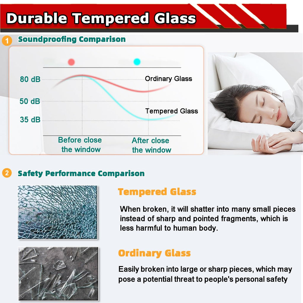 Aluminum Sliding Window 49×16" with Tempered Glass, Energy-Efficient Replacement Window