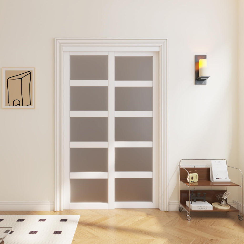 5-Lite Frosted Glass Sliding Closet Door