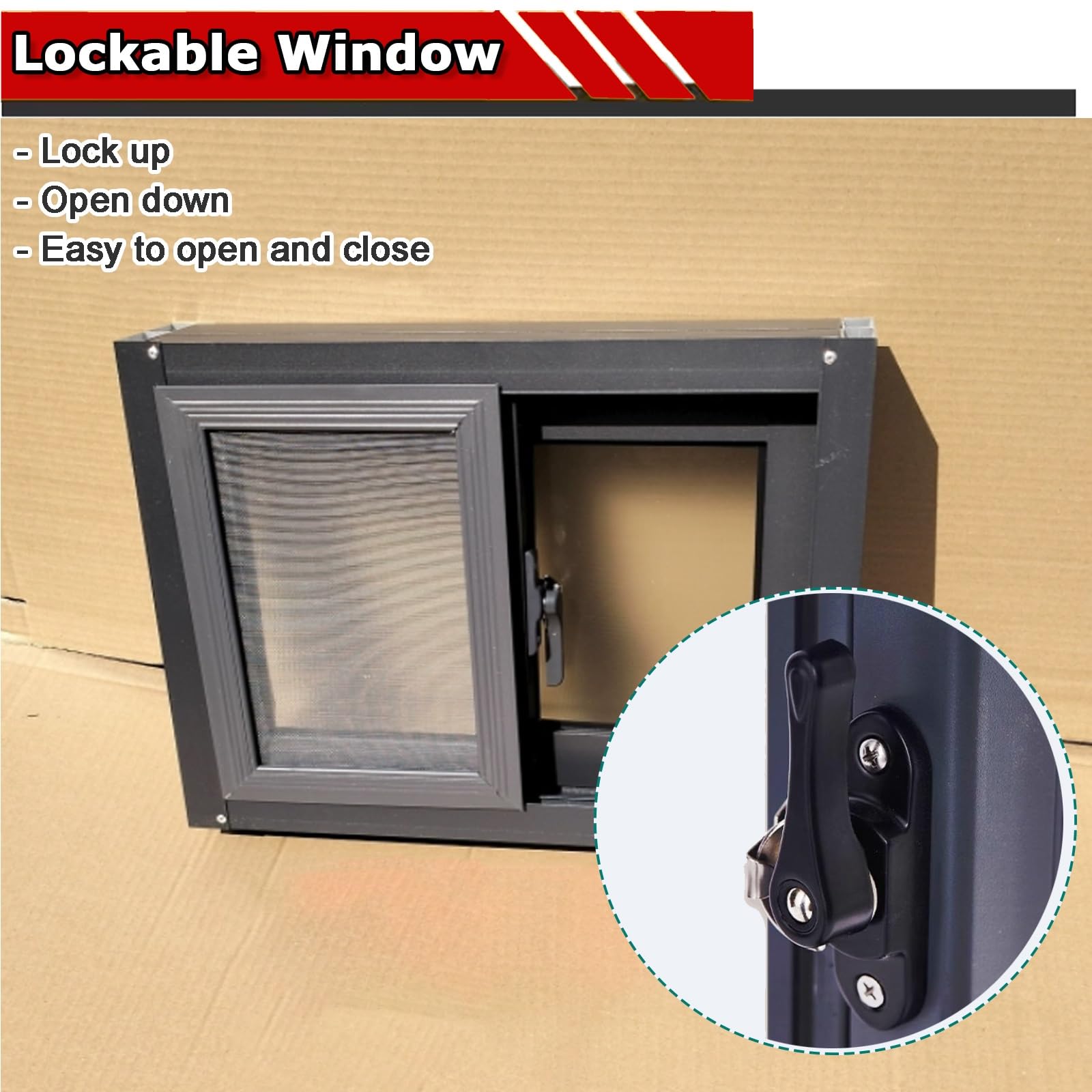 Aluminum Sliding Window 49×16" with Tempered Glass, Energy-Efficient Replacement Window