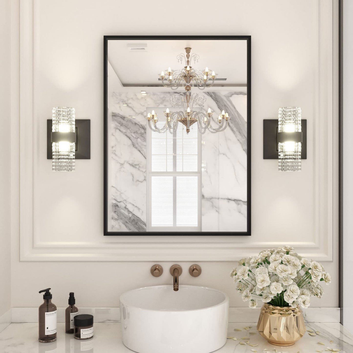 Black Metal Framed Wall Mirror