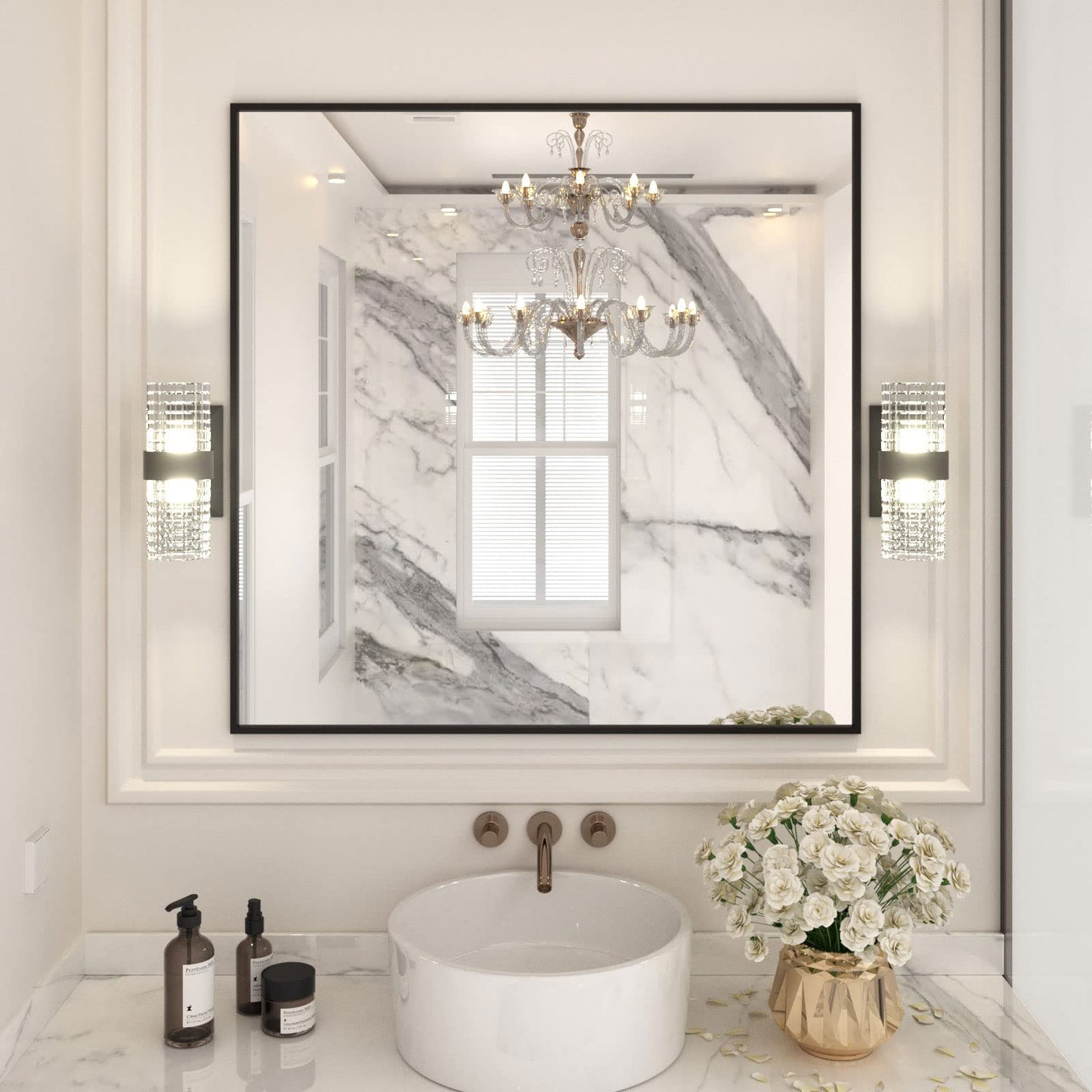 Black Metal Framed Wall Mirror