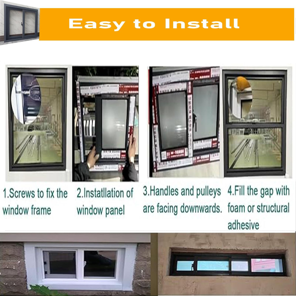 White Horizontal Sliding Window 45×25" with Tempered Glass, Durable & Stylish for Sheds or Bathrooms