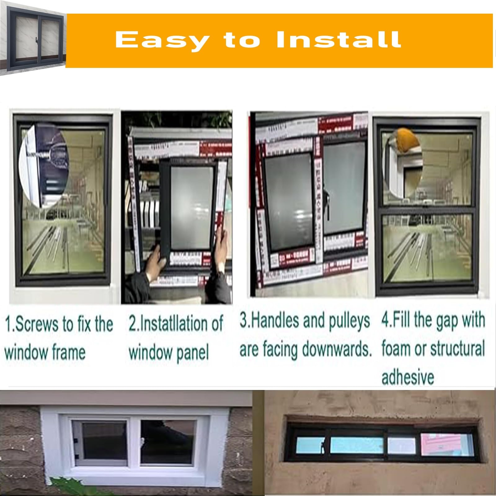 White Horizontal Sliding Window 45×25" with Tempered Glass, Durable & Stylish for Sheds or Bathrooms