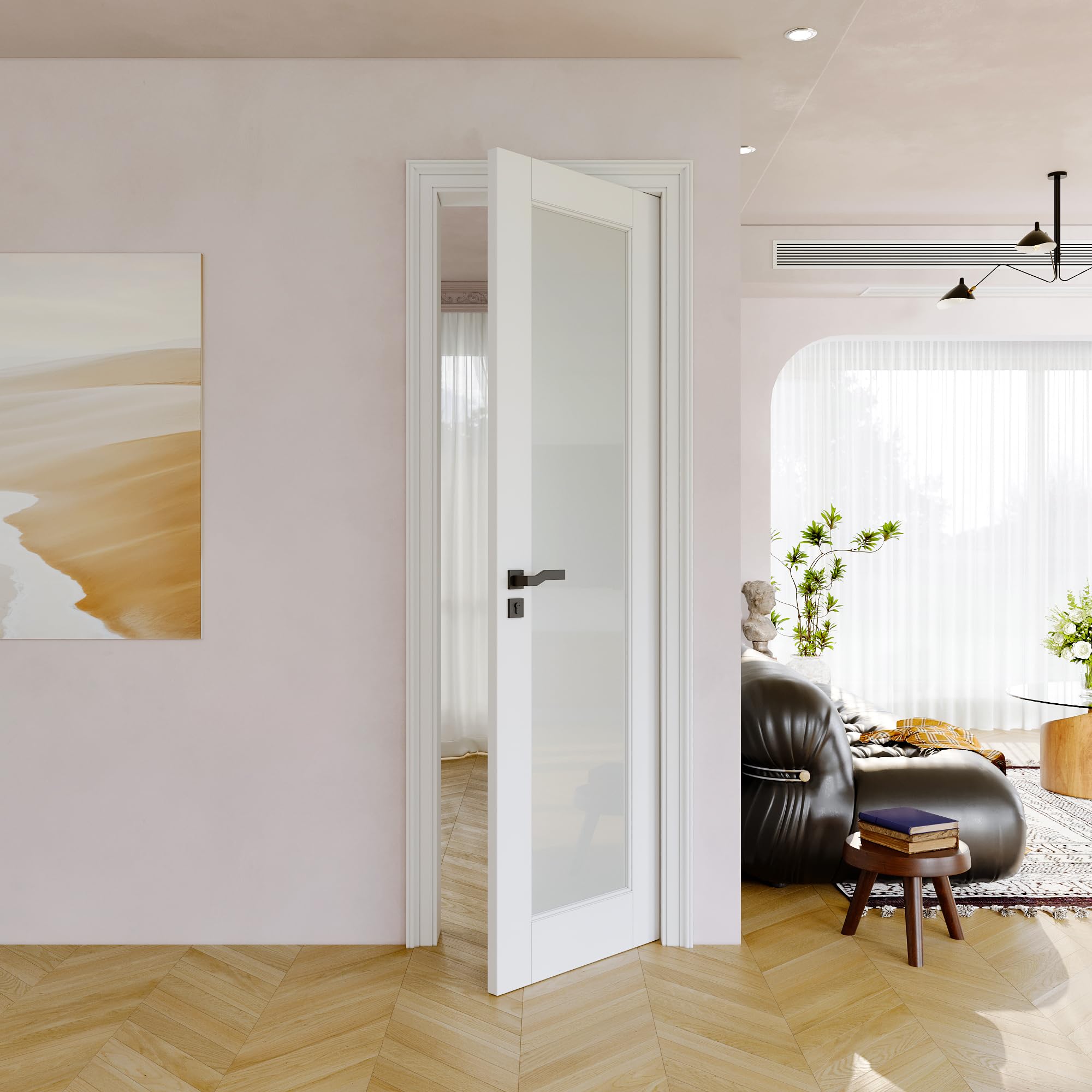 1-Panel Tempered Frosted Glass Interior Door