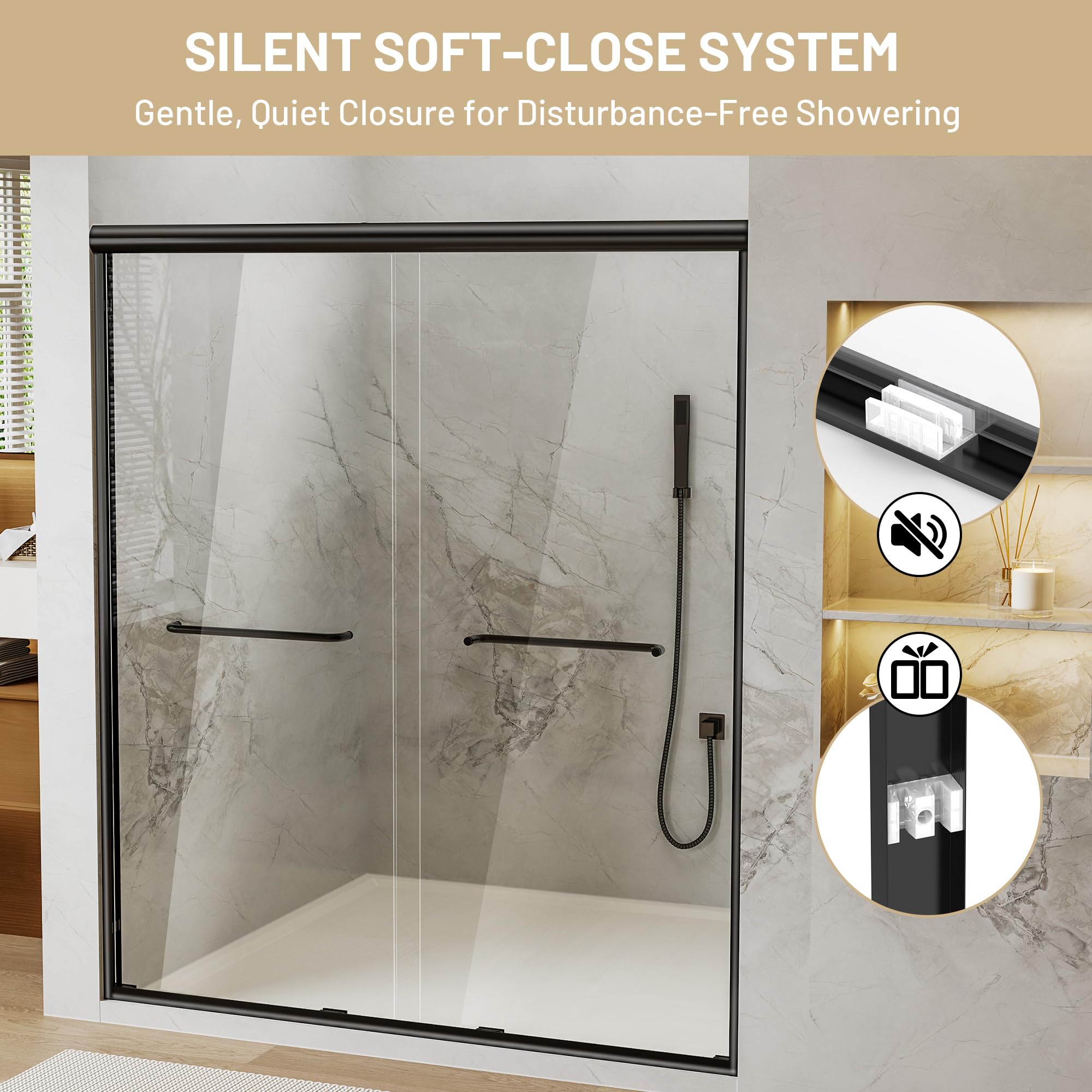 Glass Shower Door, Frameless or Sliding Option