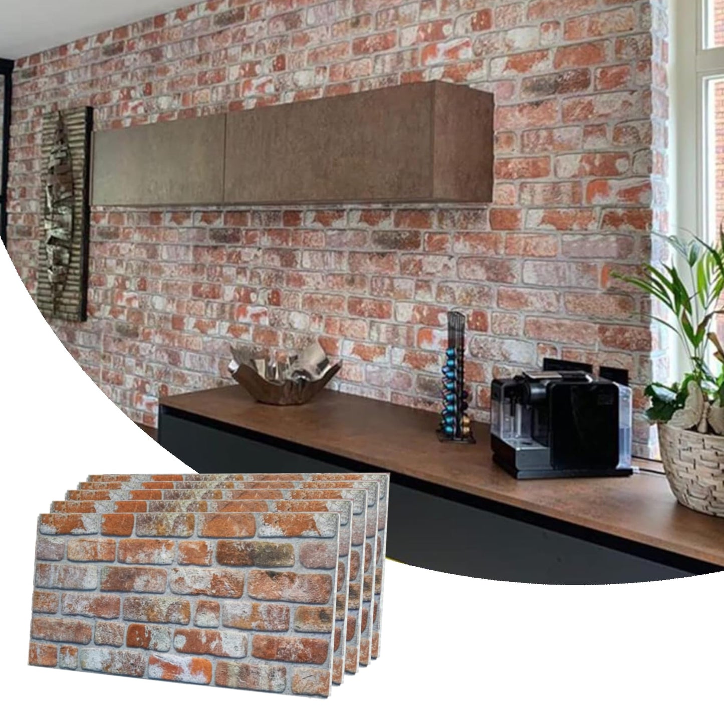 3D Faux Brick Wall Panels, Stone-Look Wall Cladding for Interior Spaces