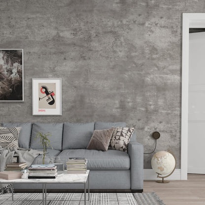 3D Light Grey Concrete Peel-and-Stick Wallpaper, Faux Cement Wall Covering