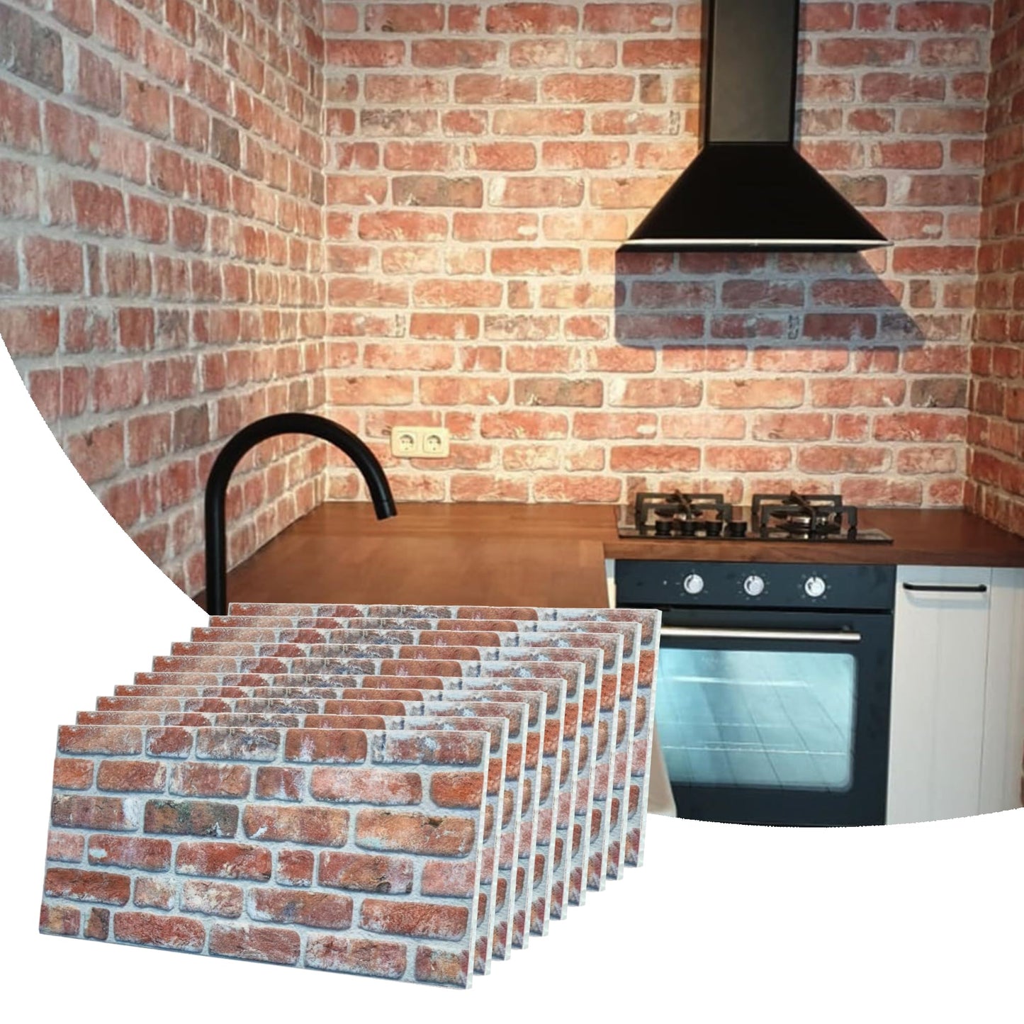 3D Faux Brick Wall Panels, Stone-Look Wall Cladding for Interior Spaces