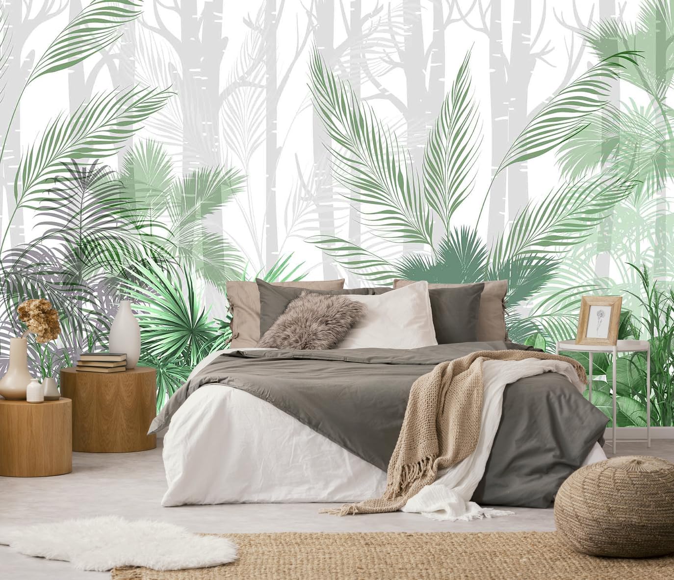 Mountain Stream Forest Wall Mural with Sunlight, Non-Adhesive Wallpaper