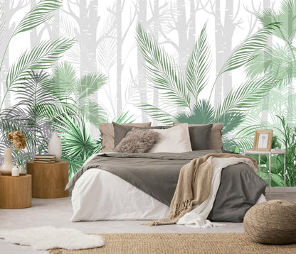 Mountain Stream Forest Wall Mural with Sunlight, Non-Adhesive Wallpaper
