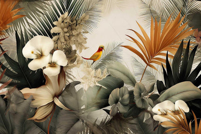 Mountain Stream Forest Wall Mural with Sunlight, Non-Adhesive Wallpaper