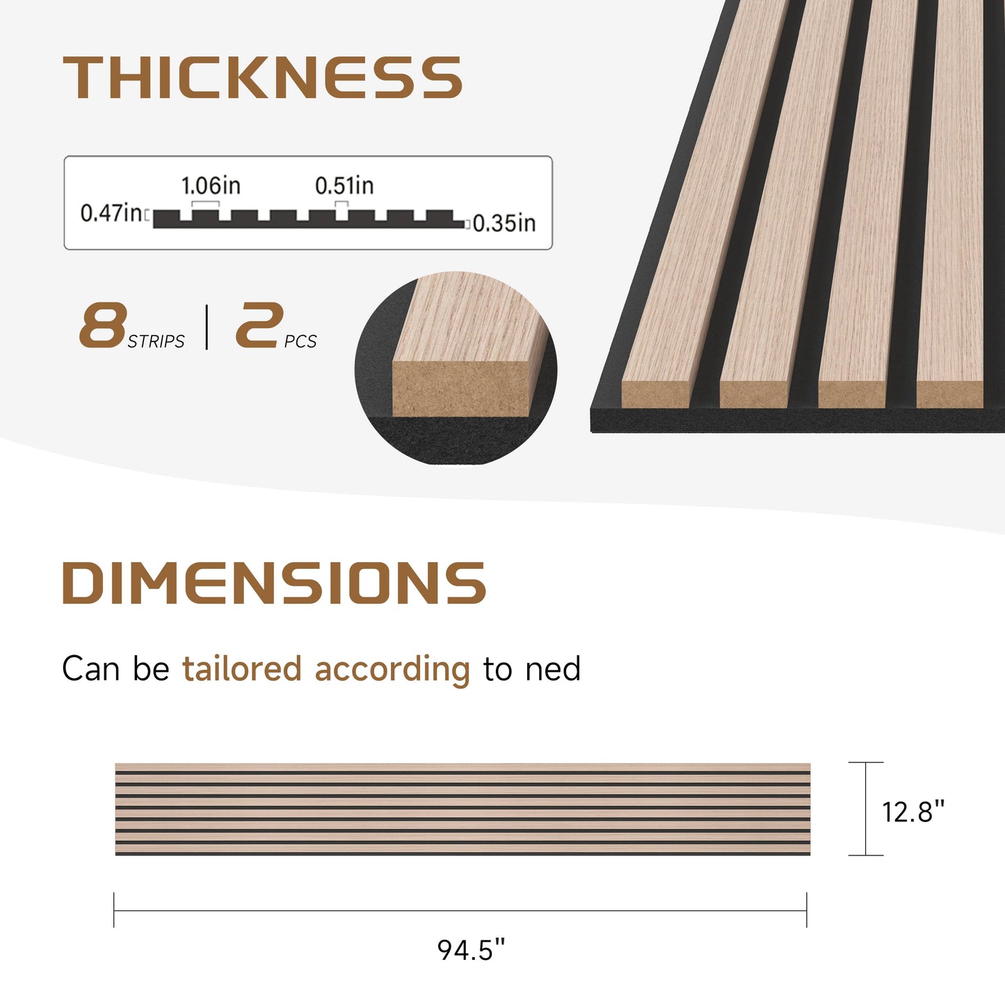 Wood Slat Wall Panels, Decorative Acoustic Accent Slats