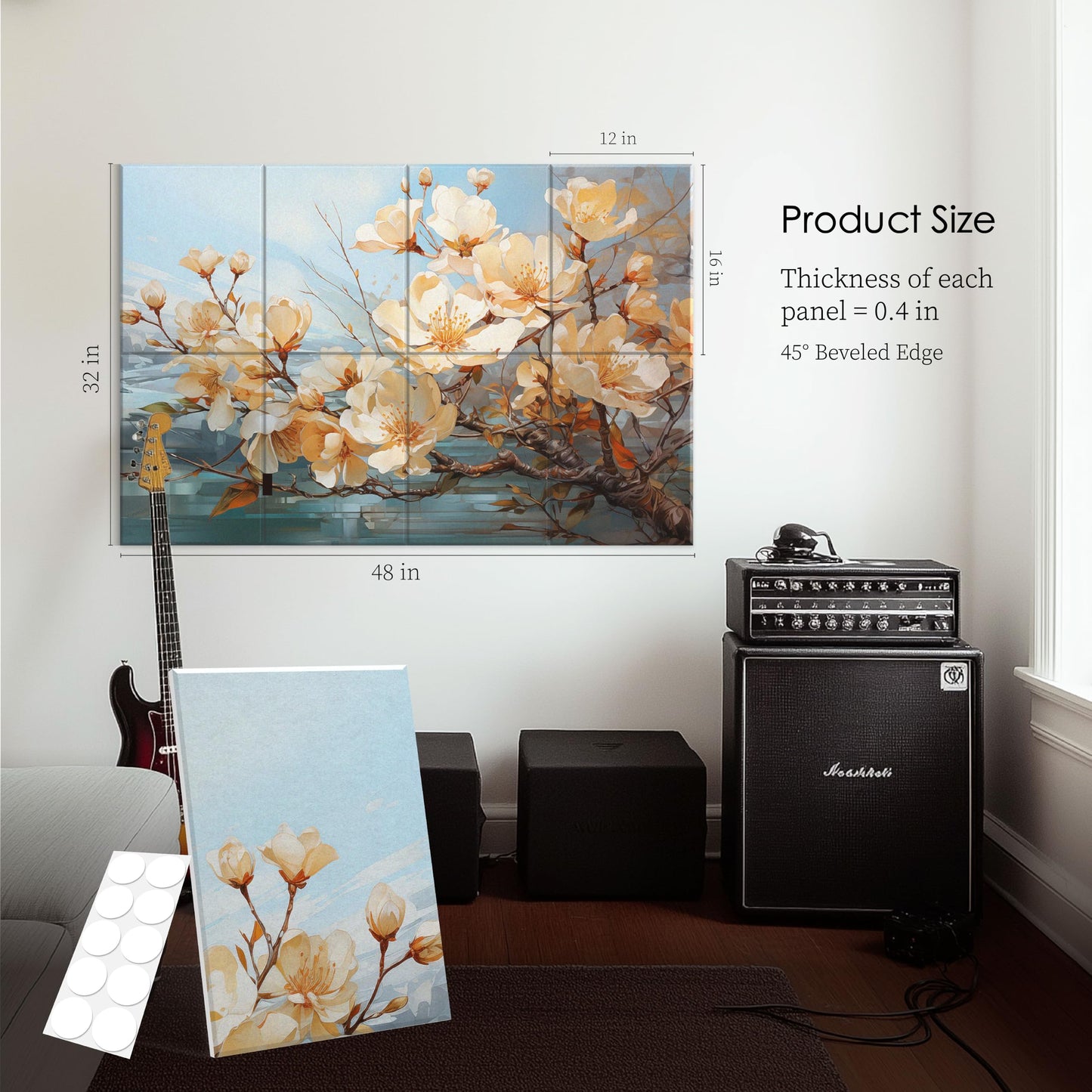 Acoustic Sound Absorbing Panels, Wall Art with Nano Glue for Home Studio & Office