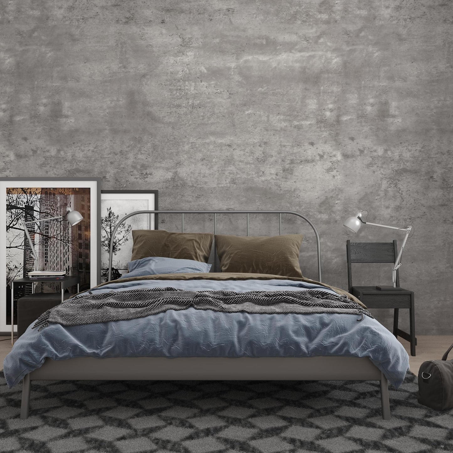 3D Light Grey Concrete Peel-and-Stick Wallpaper, Faux Cement Wall Covering