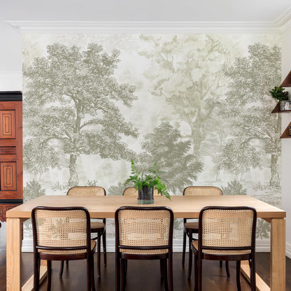 Forest Peel-and-Stick Wall Mural, Large Nature Landscape Canvas for Bedroom & Bathroom