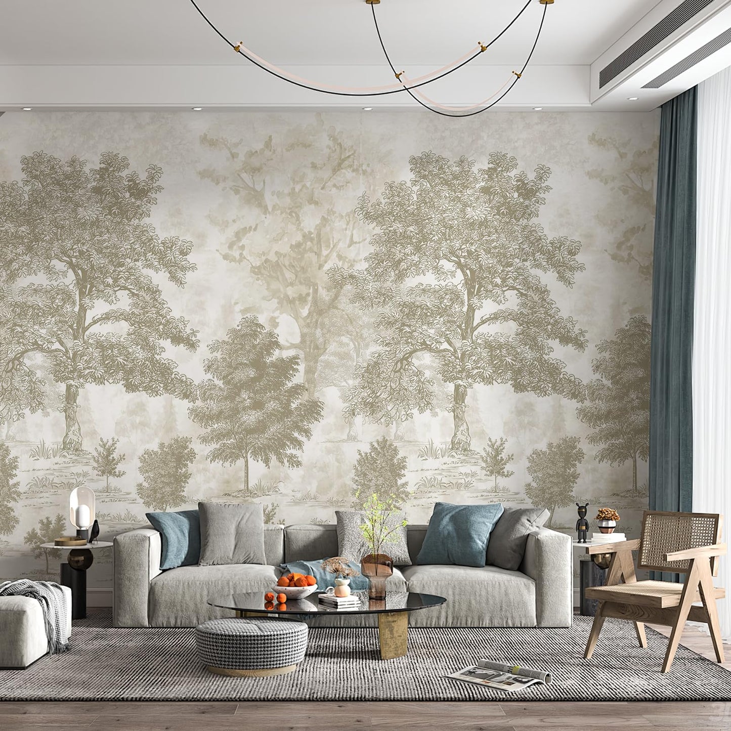Forest Peel-and-Stick Wall Mural, Large Nature Landscape Canvas for Bedroom & Bathroom
