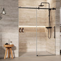 Frameless Sliding Shower Door with Clear Tempered Glass and Stainless Steel Hardware